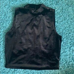 Black velvet high neck top